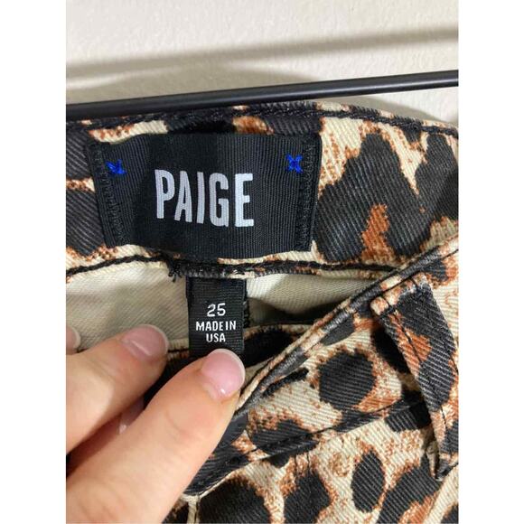 NWT Cheetah Print Paige Raw Hem Verdugo Ankle Mob Wife Mom Jeans - Picture 5 of 6